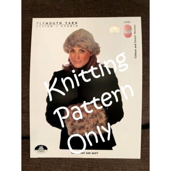 New Plymouth Yarn Company S406 Coloura Encore Ladies Hat Muff Knitting Pattern - Picture 1 of 2